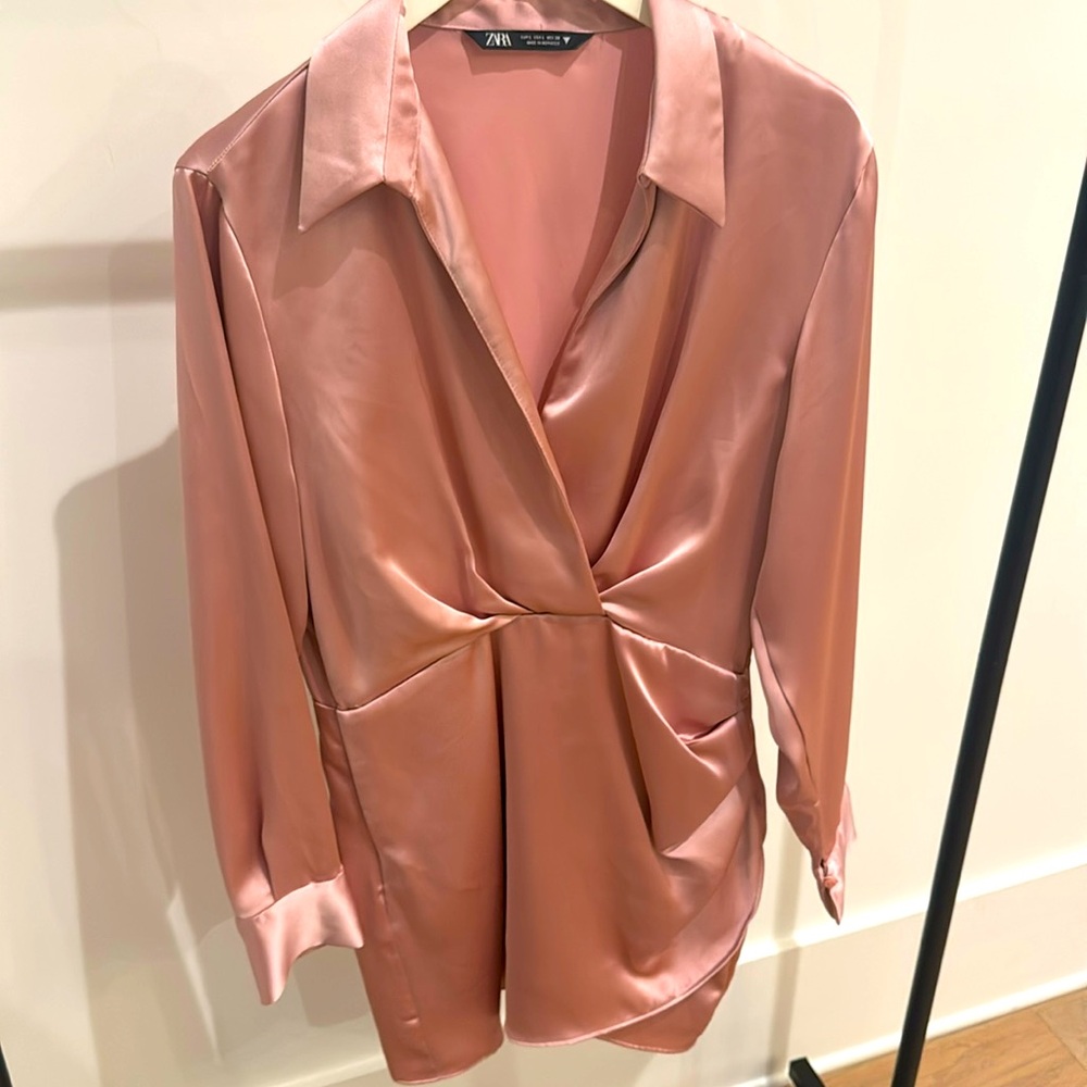 Zara | Pink mini shirt dress